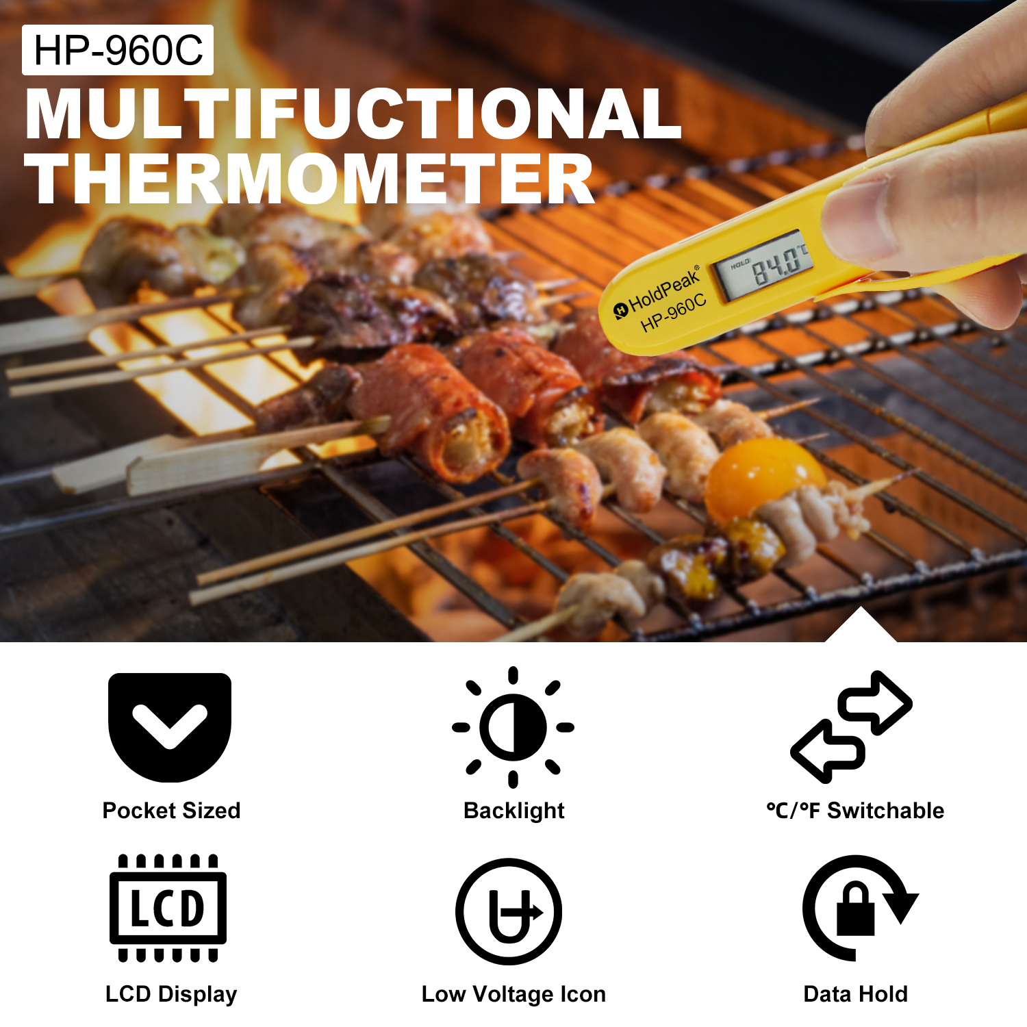 Industrial Laser Types - HoldPeak-Portable Digital Non-Contact Infrared Thermometer, Yellow
