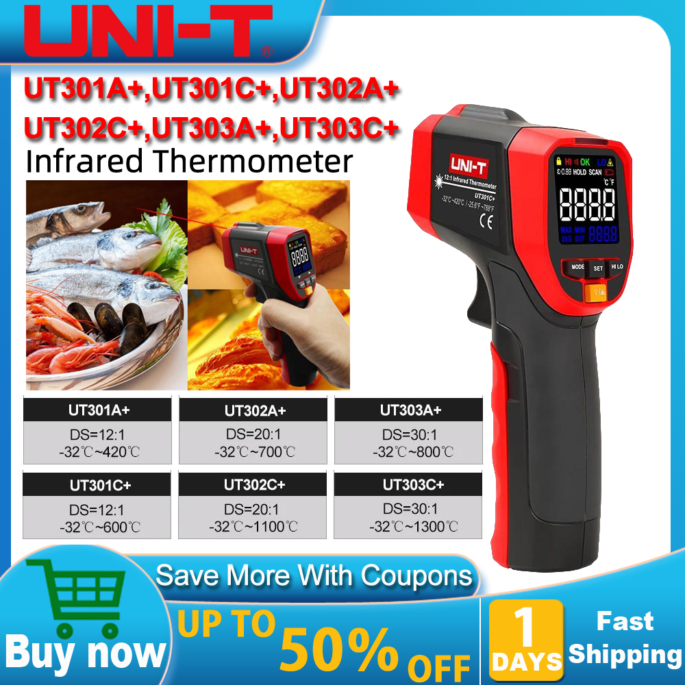 UNI-T UT301A+ UT301C+ Non Cont - огляд і ціна Industrial Laser Thermometer Gun