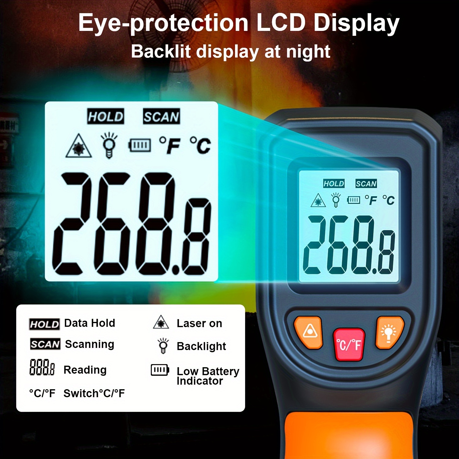 NJTY T600T600A Laser Temperatu - огляд і ціна Industrial Laser Thermometer Gun