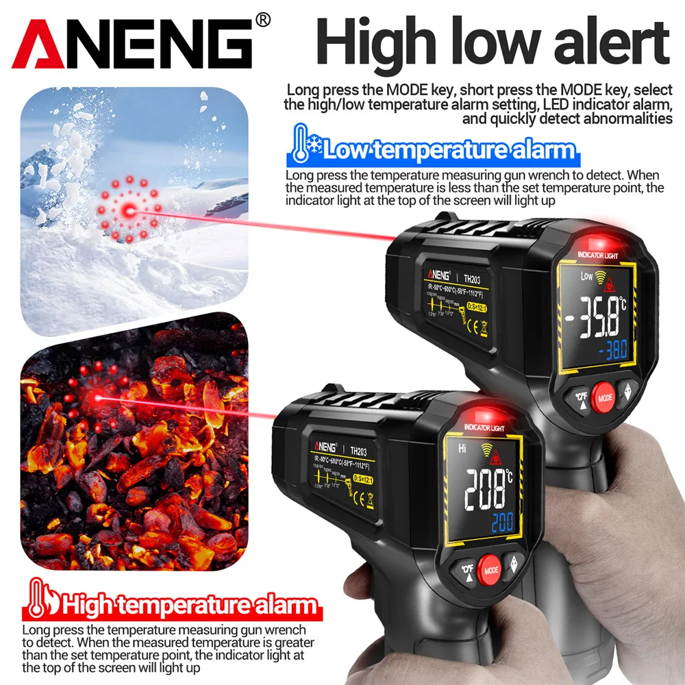 Infrared thermometer -50℃~600℃ - огляд і ціна Industrial Laser Thermometer Gun