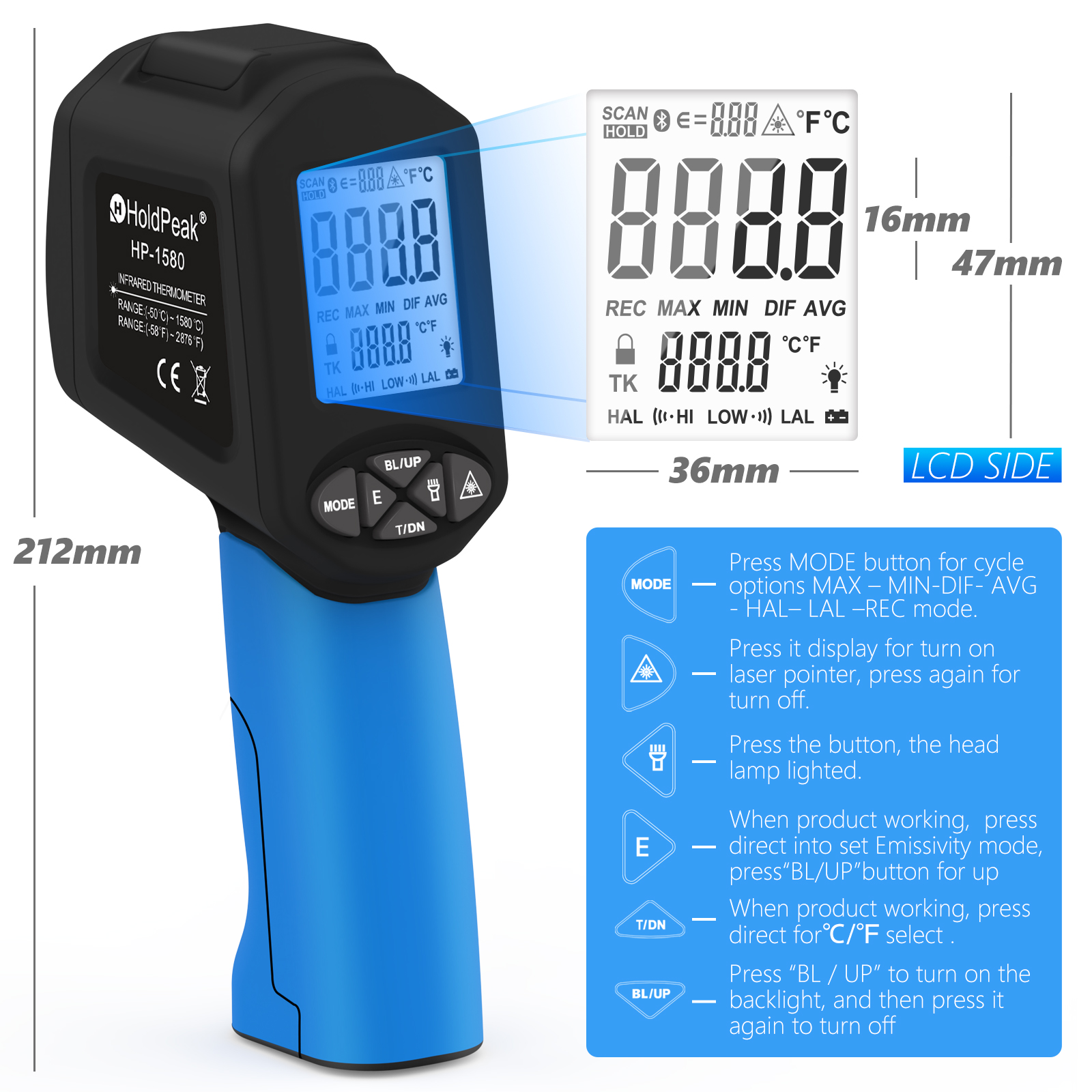 Industrial Infrared Thermomete - огляд і ціна Industrial Laser Thermometer Gun