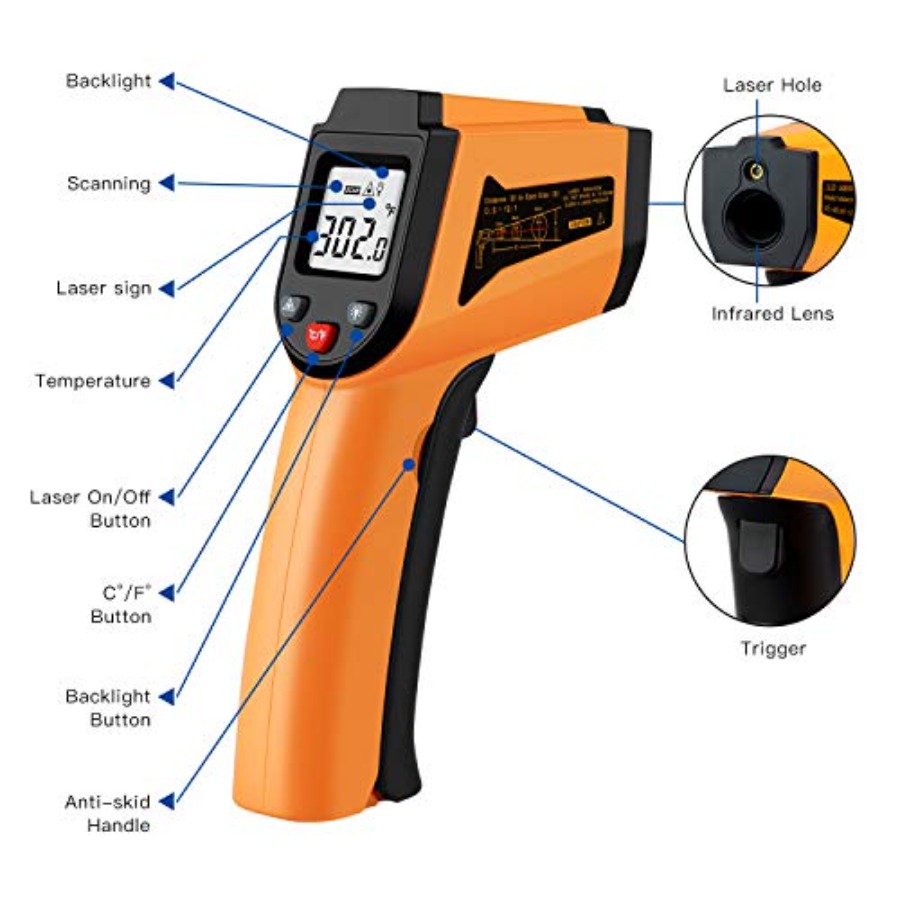 Laser Infrared Thermometer Non - огляд і ціна Industrial Laser Thermometer Gun