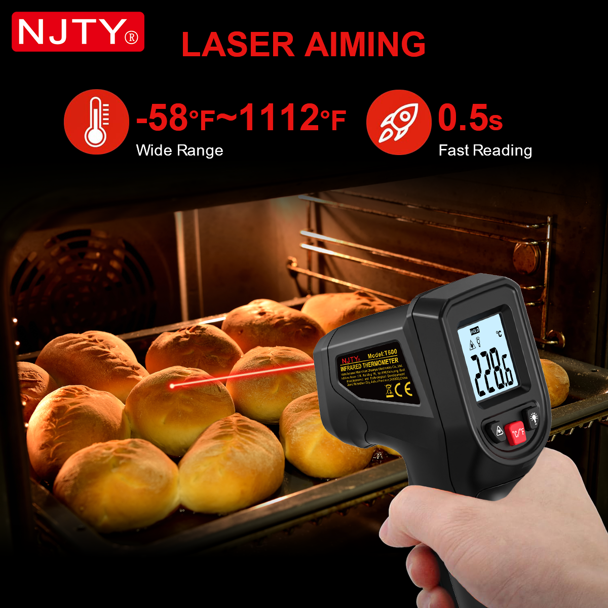 NJTY T600 Infrared Thermometer - огляд і ціна Industrial Laser Thermometer Gun