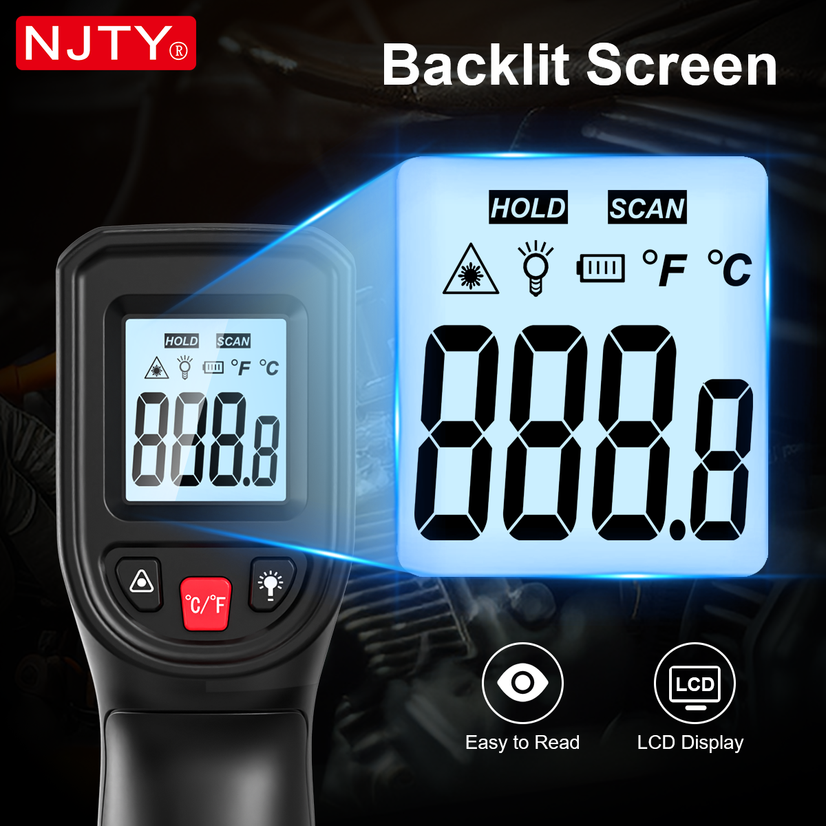 NJTY T600 Infrared Thermometer - огляд і ціна Industrial Laser Thermometer Gun