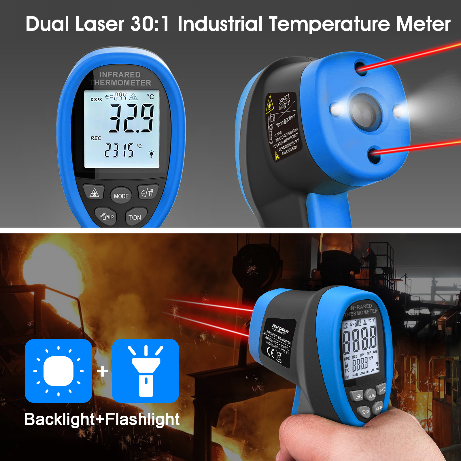 HP-1500APP Infrared Thermomete - огляд і ціна Industrial Laser Thermometer Gun